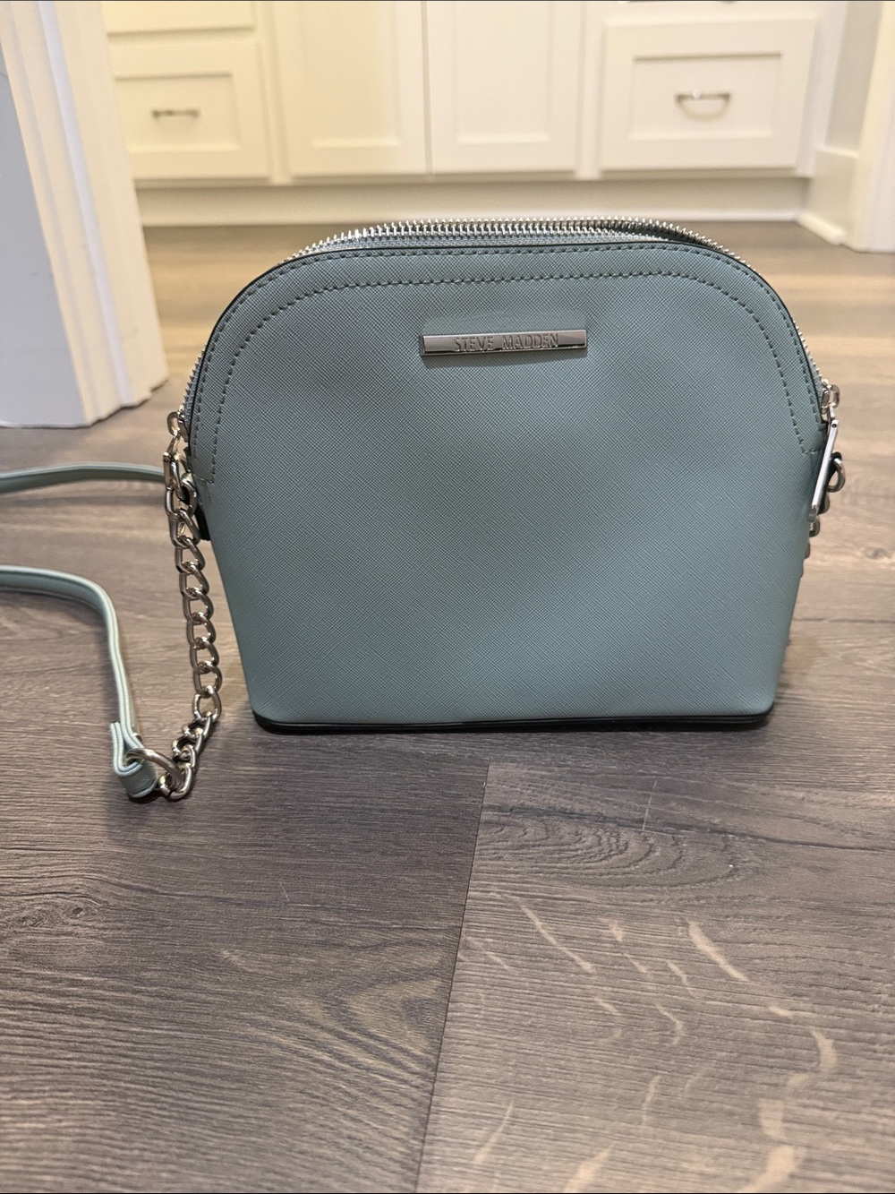 Steve Madden Light Blue Dome Crossbody with Chain Strap